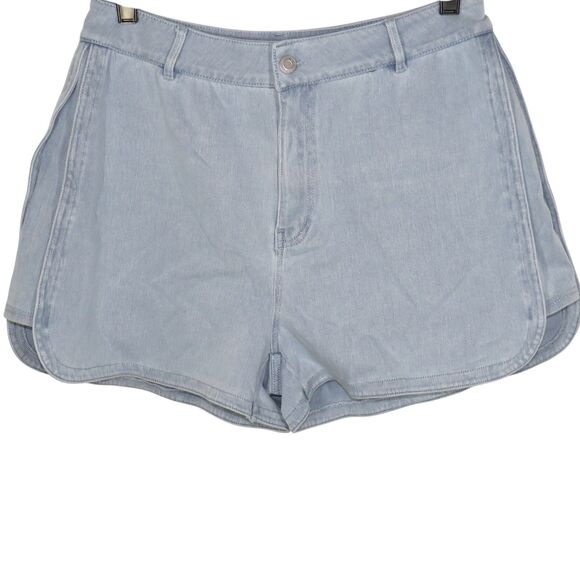 Halara Flex High Waisted Stretch Knit Denim Curved Hem Shorts Size XS - Picture 2 of 10